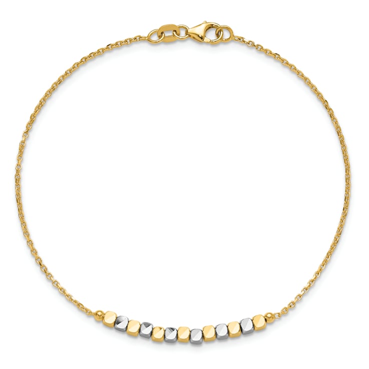 14K Two-tone Beaded 7.5-inch Bracelet