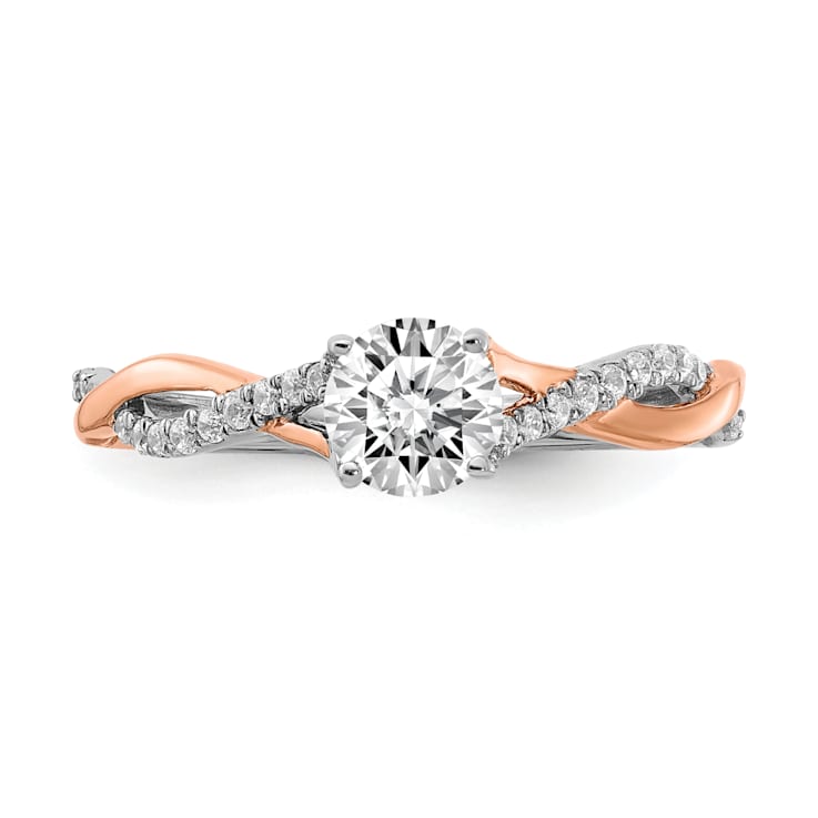 14K Two-tone Lab Grown Diamond Twist Design Complete Engagement Ring 0.62ctw