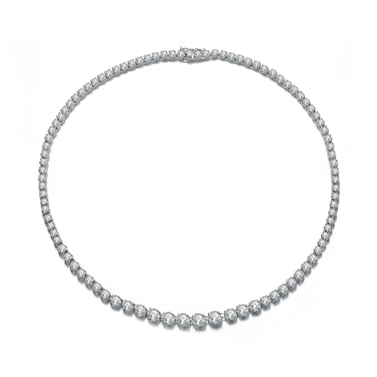 CZ Tennis Necklace In Sterling Silver 16 Inch