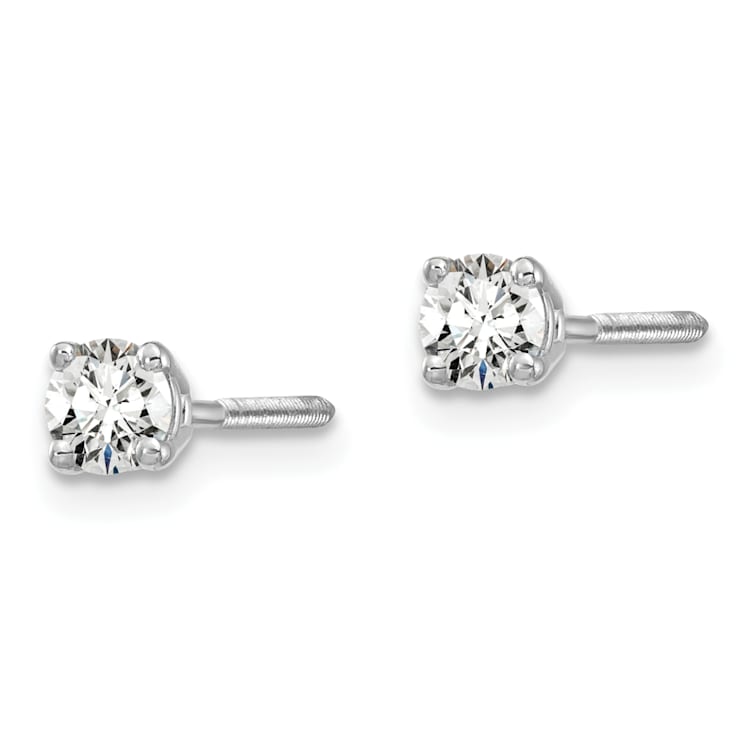 14K White Gold Lab Grown Diamond 1/5ctw VS/SI GH Screw Back 4 Prong Earrings