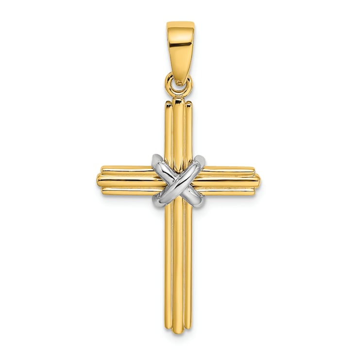 14K Yellow and White Gold X Center Charm Pendant