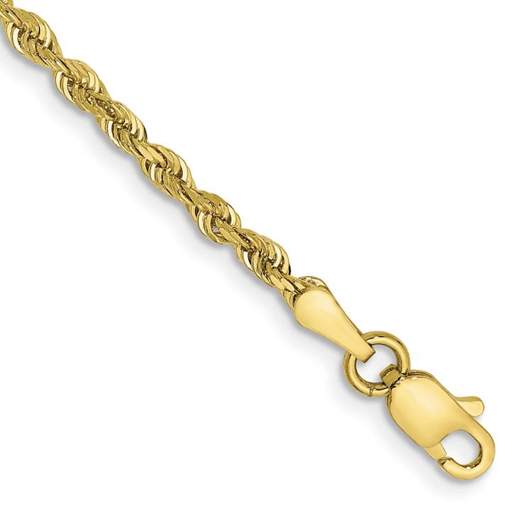 10k Yellow Gold 2.25mm Diamond-Cut Quadruple Rope Link Bracelet