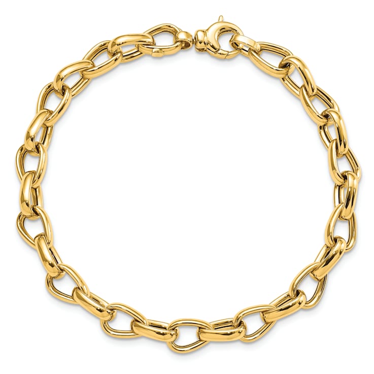 14k Yellow Gold 6.8mm Polished Fancy Link Bracelet