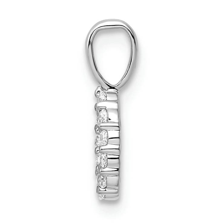 Rhodium Over 14k White Gold Diamond Number 0 Pendant