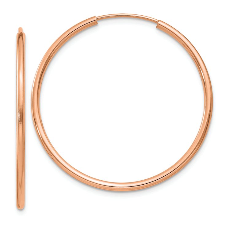 14k Rose Gold 1 3/16" Polished Endless Tube Hoop Earrings