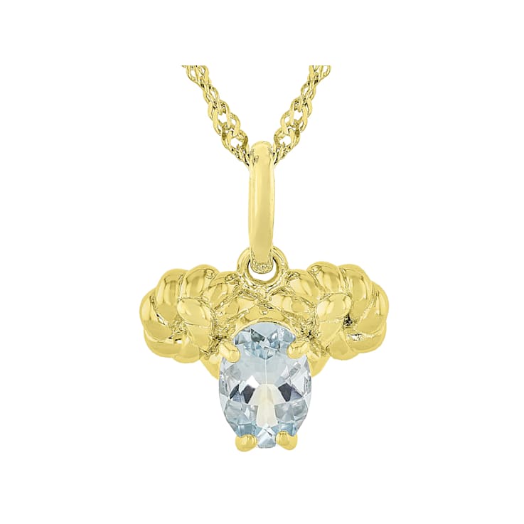 AquamarIne Solitaire Pendant Necklace In 18K Gold Over Sterling Silver