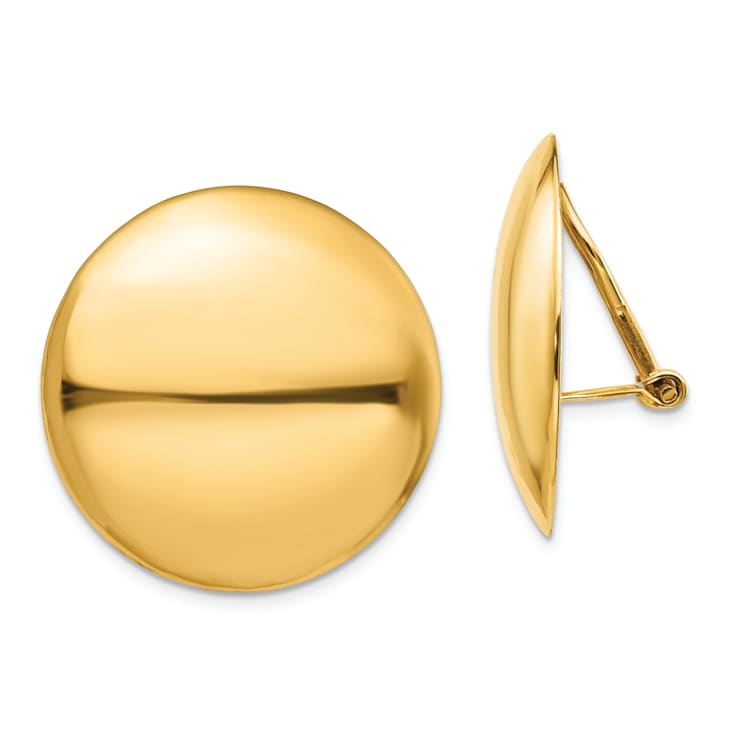 14k Yellow Gold 25mm Polished Non-pierced Stud Earrings
