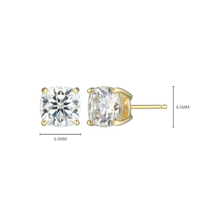 Square Cushion Cut Moissanite 14k Yellow Gold Over Silver Stud Earrings
2.60ctw DEW