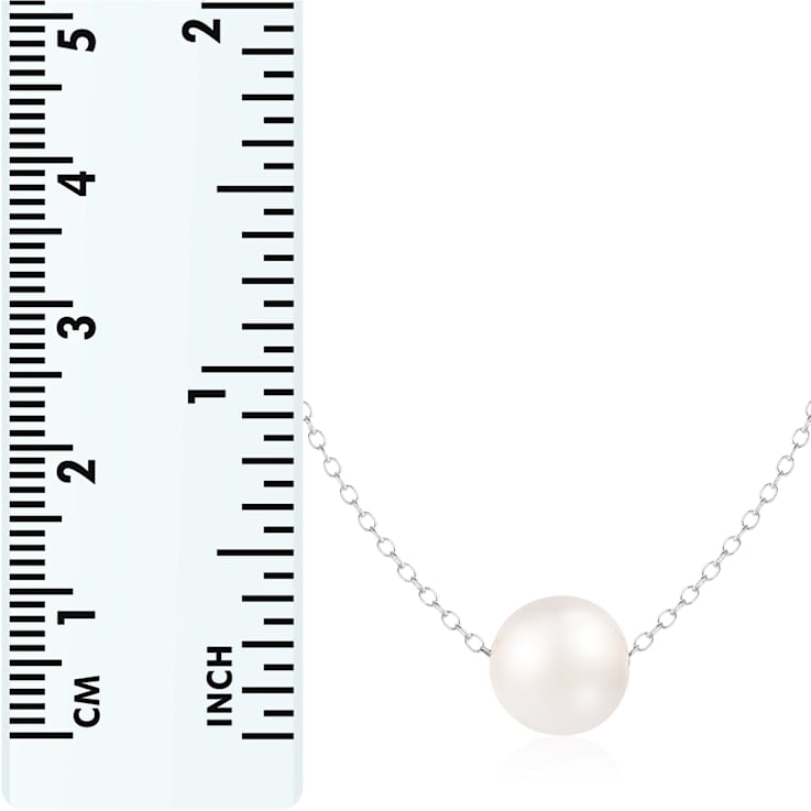 9.5-10.5mm White Cultured Freshwater Pearl Sterling Silver Necklace