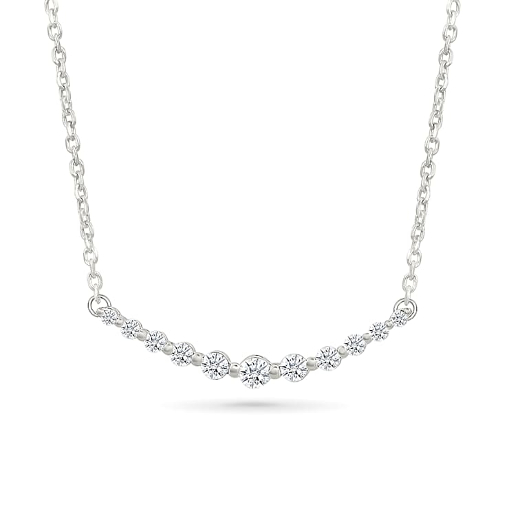 Graduated Diamond Bar Necklace In 10K White Gold