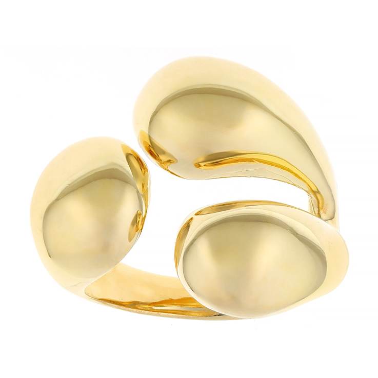 Open Design Statement Ring In 18K Gold Over Bronze