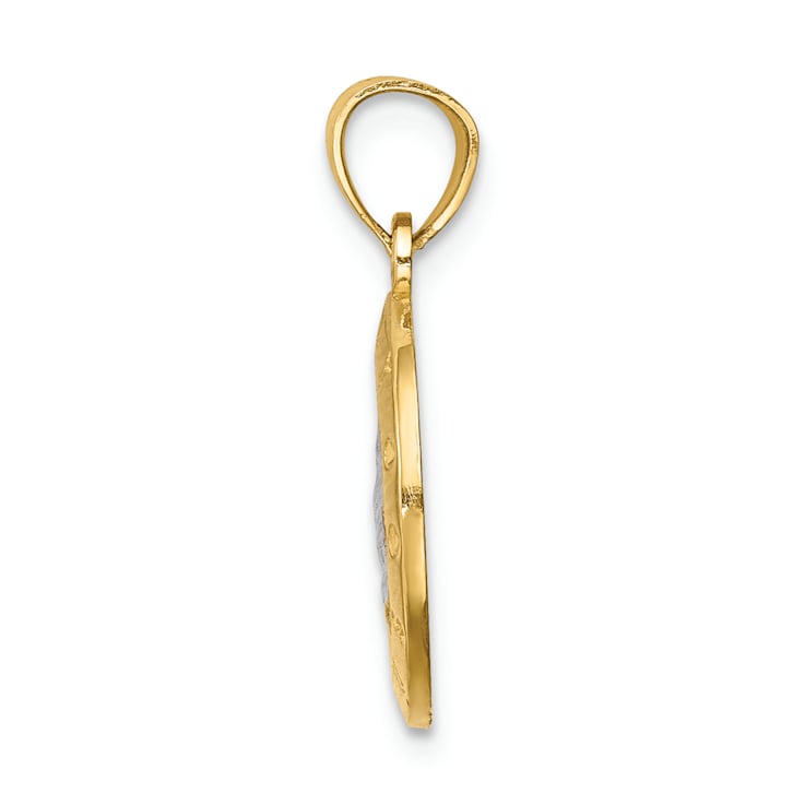 14k Two-tone Gold Textured Praying Hands Pendant