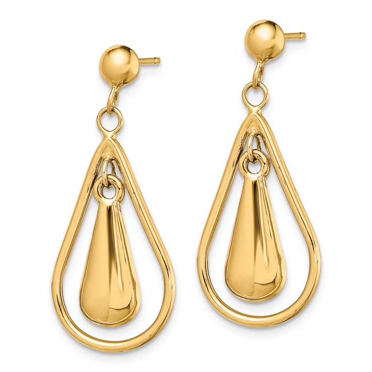 14k Yellow Gold Polished Dangle Earrings