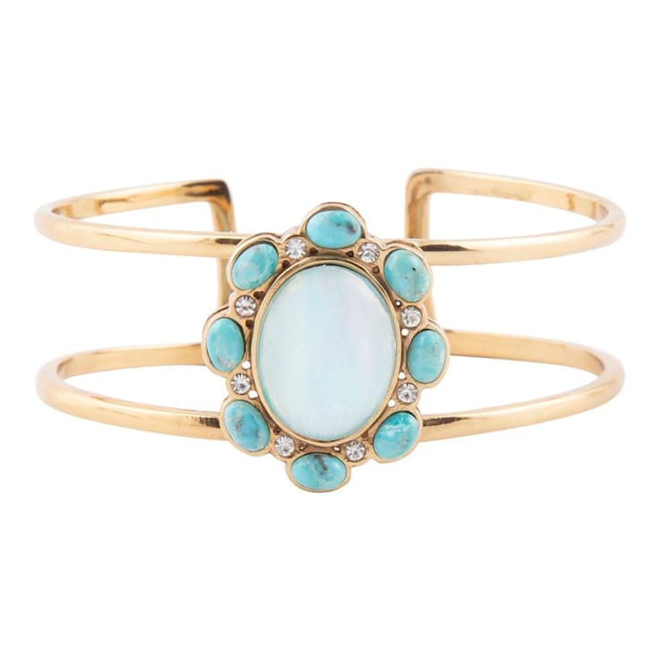 Barse Jewelry Aurora Blue Opal Golden Cuff Bracelet