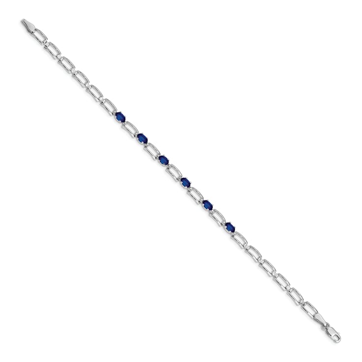 Rhodium Over 14k White Gold Sapphire Bracelet