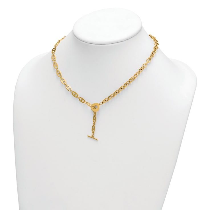14K Yellow Gold Anchor and Cable Link 18-inch Toggle Necklace