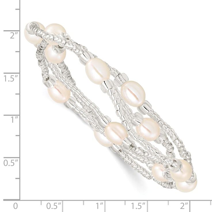 6-8mm White Rice Freshwater Cultured Pearl and Glass Bead Stretch
3-Bracelet Set