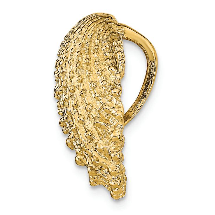 14k Yellow Gold Textured Scallop Shell Slide Pendant