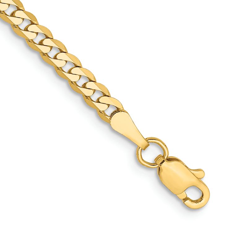 10k Yellow Gold 2.9mm Flat Beveled Curb Link Bracelet