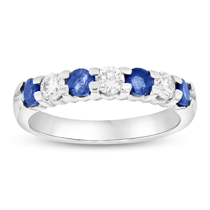 1.00ctw Sapphire and Diamond Wedding Band Ring in 14k White Gold