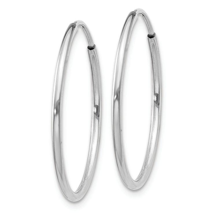 Rhodium Over 14k White Gold Polished 1" Endless Tube Hoop Earrings