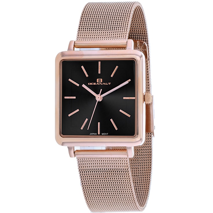 Oceanaut Women's Traditional Black Dial, Rose Stainless Steel Watch