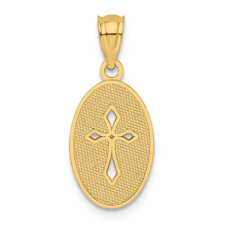 14K Yellow Gold Polished Small Cross Medal Pendant