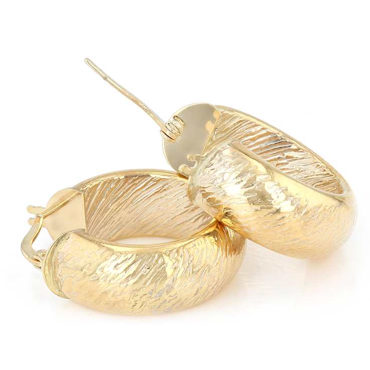 Classic Diamond-Cut Wide Hoop Earrings In 10K Gold
