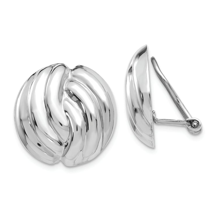 Rhodium Over 14k White Gold Non-pierced Stud Earrings