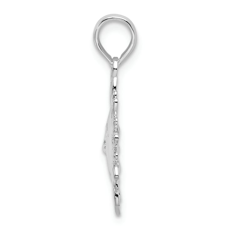 Rhodium Over Sterling Silver Polished Smiling Sun Pendant