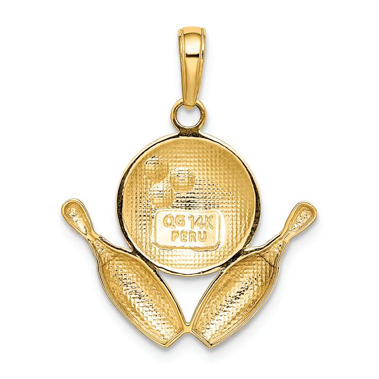 14k Yellow Gold Diamond-Cut Bowling Theme Charm