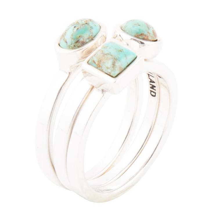 Barse Turquoise Stackable Band Ring In Sterling Silver Over Bronze