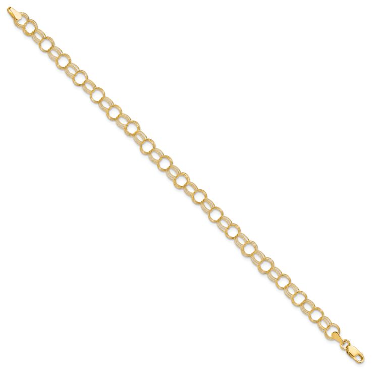 10k Yellow Gold 6mm Triple Link Charm Bracelet