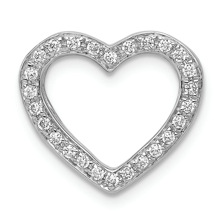 Rhodium Over 14k White Gold Diamond Heart Chain Slide