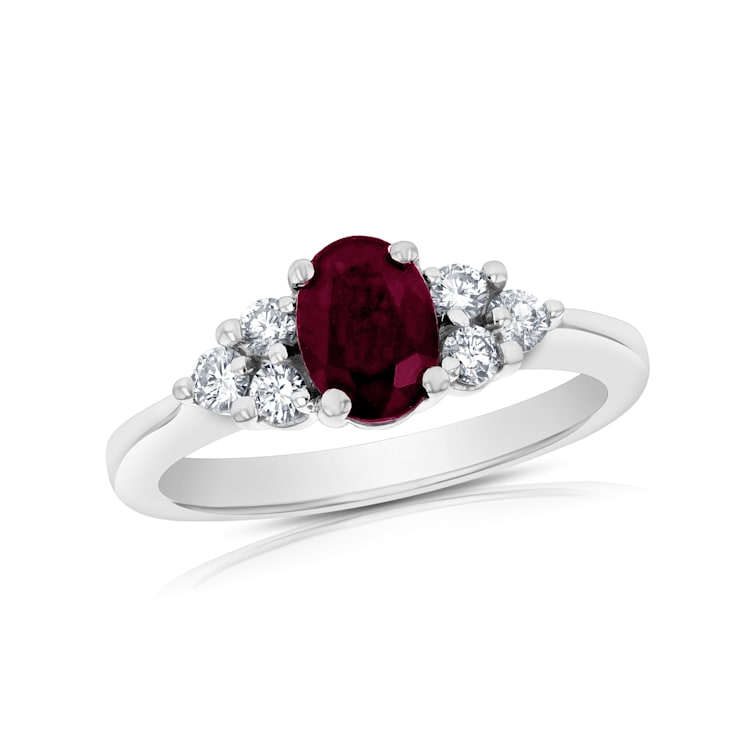 価格は安く Ring Diamond and Ruby 1.10ctw in 134SYC - Gold White 14k アクセサリー