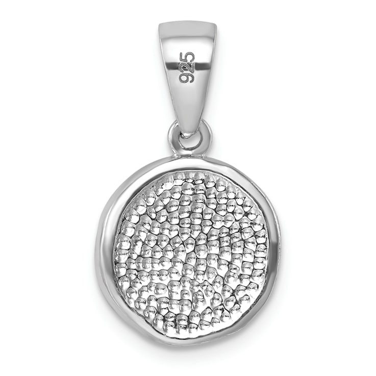 Rhodium Over Sterling Silver Polished Crystal Sand Dollar Pendant