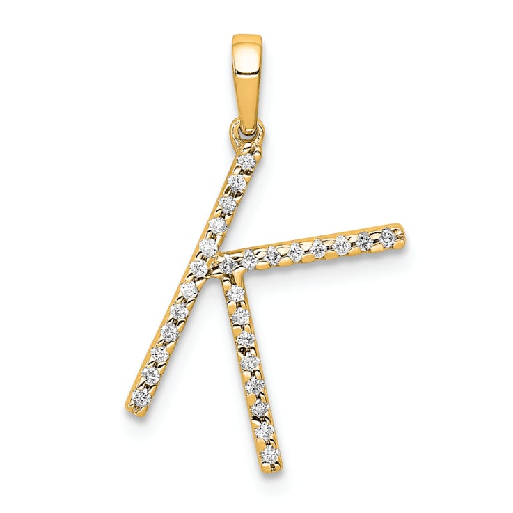 14K Yellow Gold Diamond Letter K Initial Pendant