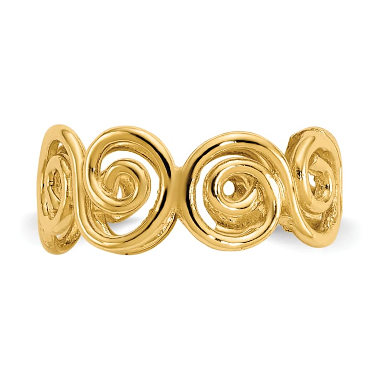 14K Yellow Gold Scroll Toe Ring