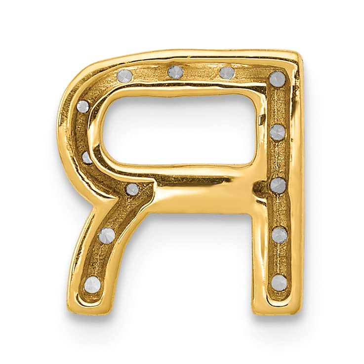 10k Yellow Gold 0.15 cttw Diamond Letter R Initial Charm