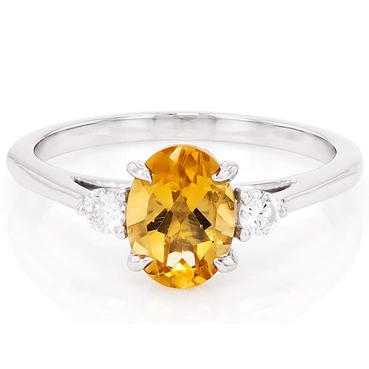 CitrIne And Lab-Grown Diamond Three-Stone Ring In Sterling Silver