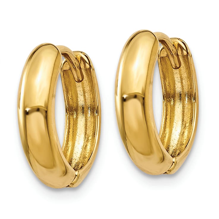14K Yellow Gold 7/16" Polished Hinged Hoop Earrings