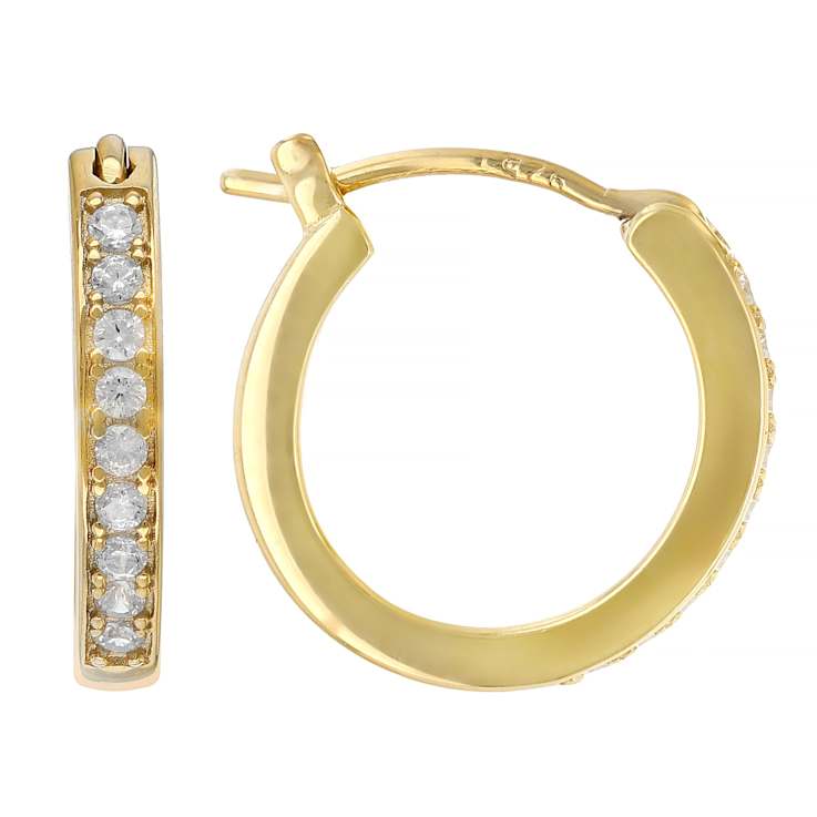 CZ Hoop Earring Set Of 2 18k Gold Over Sterling Silver