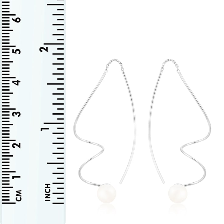 White Cultured Freshwater Pearl Rhodium Over Sterling Silver 6-7mm
Button Earrings