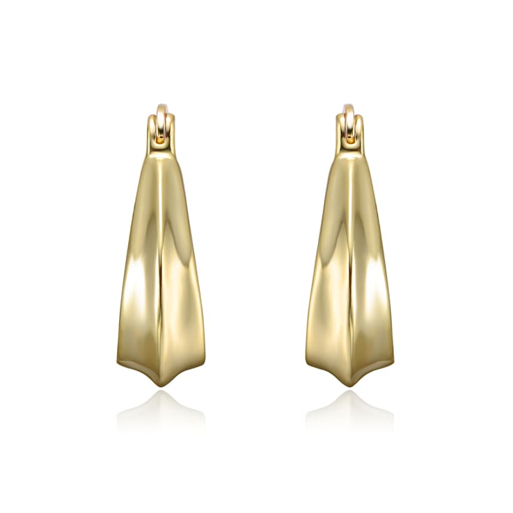 Sculptural Oblong Hoop Earrings In 14K Gold Over Brass