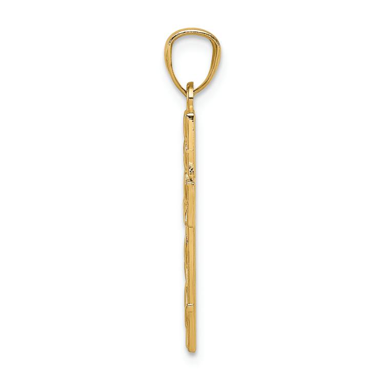 14k Yellow Gold Leaf Cross Pendant