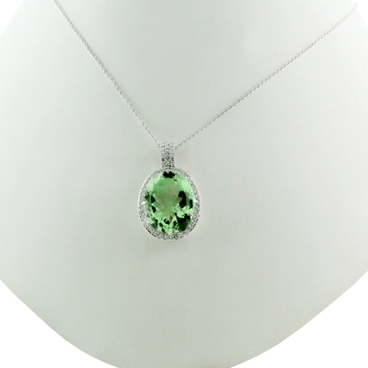 Prasiolite Rhodium Over Sterling Silver Pendant With Chain 16.75ctw