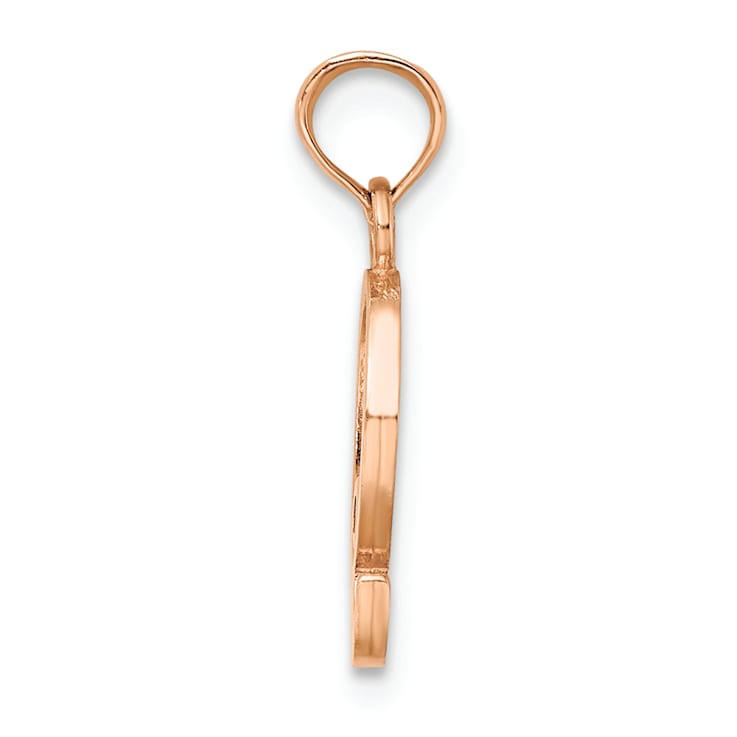 14k Rose Gold Polished Block Letter Q Initial Pendant