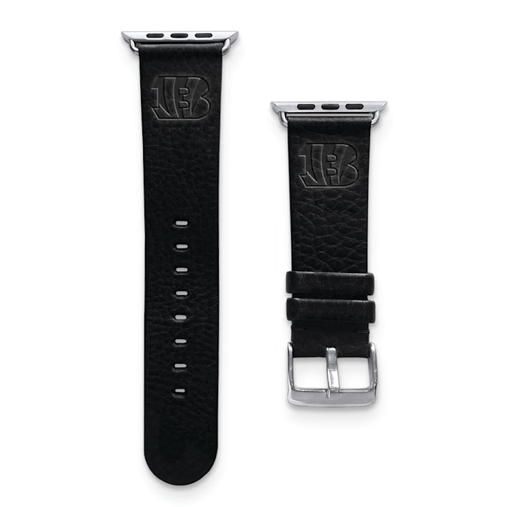 Gametime Cincinnati Bengals Leather Band fits Apple Watch 38 40mm M L Black Watch not included. 16N1BG
