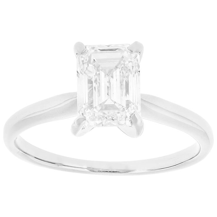 Lab-Grown Diamond Emerald-Cut Solitaire Ring In 14K White Gold 2.00ct