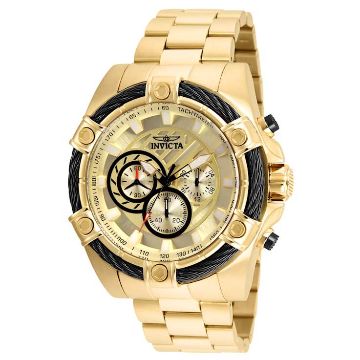 Invicta Bolt 52mm Yellow Dial Stainless Steel Band Quartz Watch